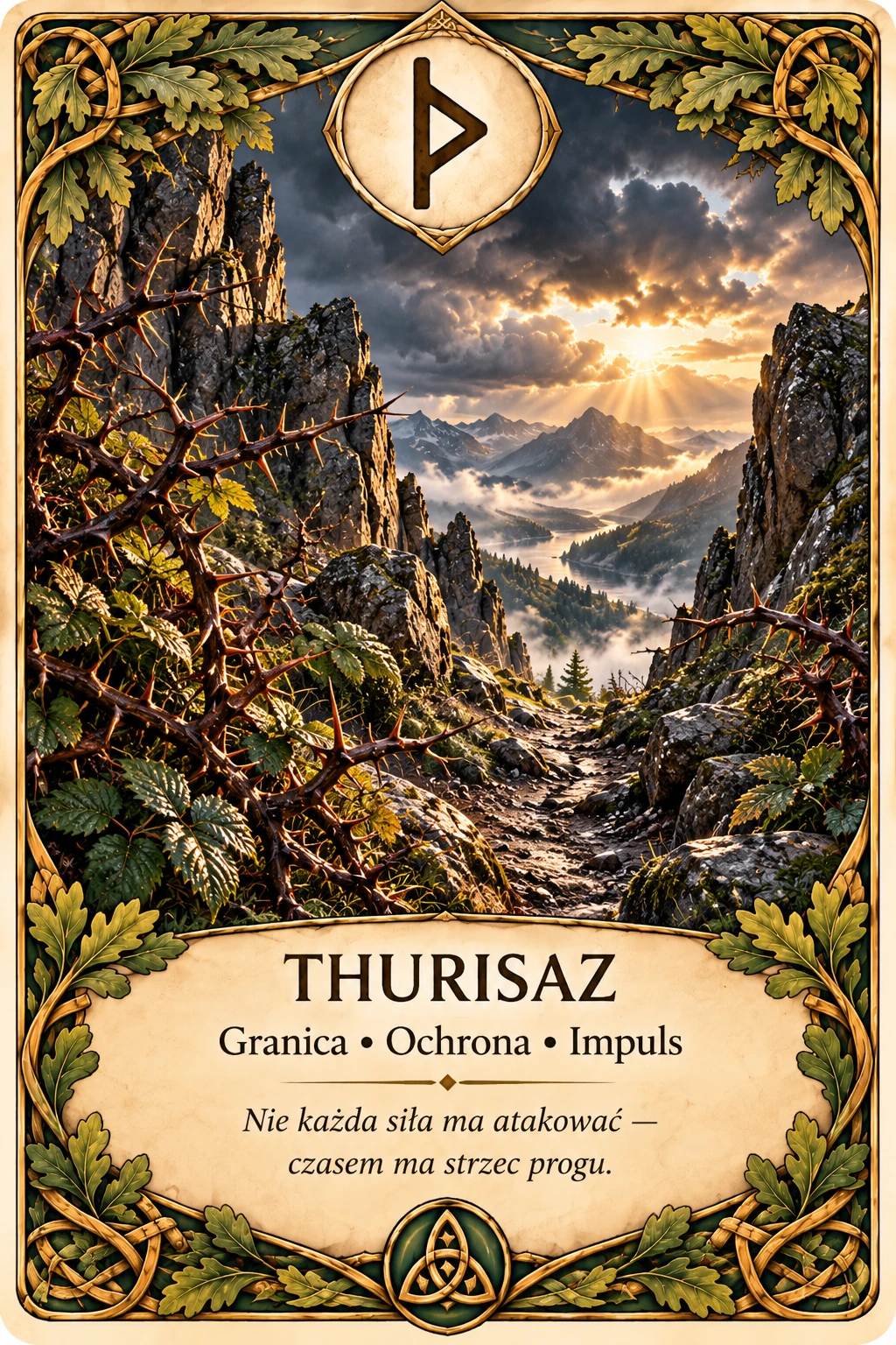 Runa Thurisaz (ᚦ) — granica, ochrona, zatrzymanie