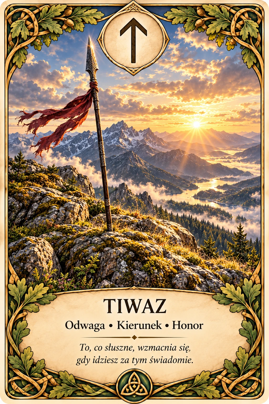 Runa Tiwaz (ᛏ) — uczciwość, odwaga, zobowiązanie