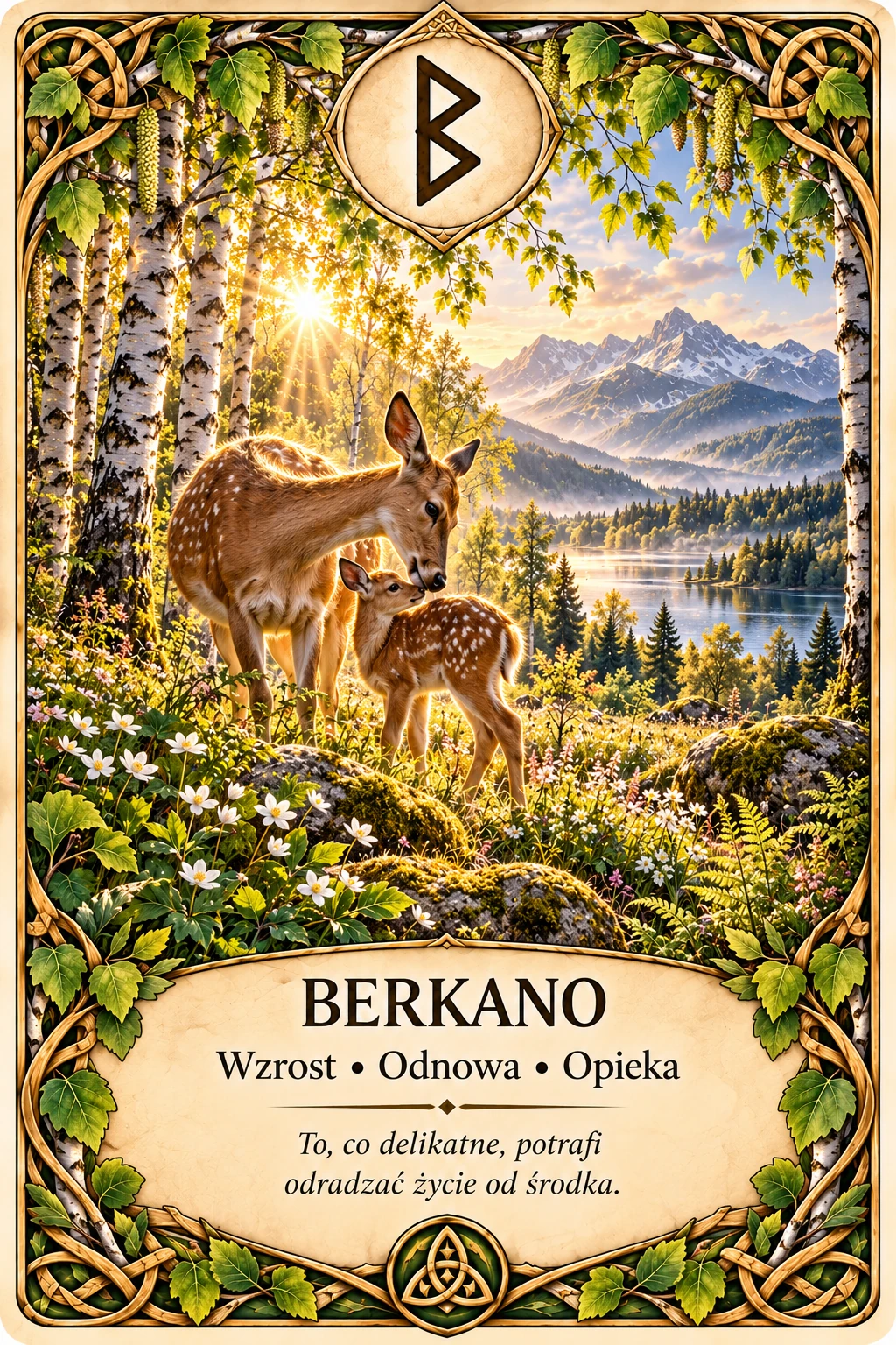Runa Berkano (ᛒ) — wzrost, opieka, delikatny początek