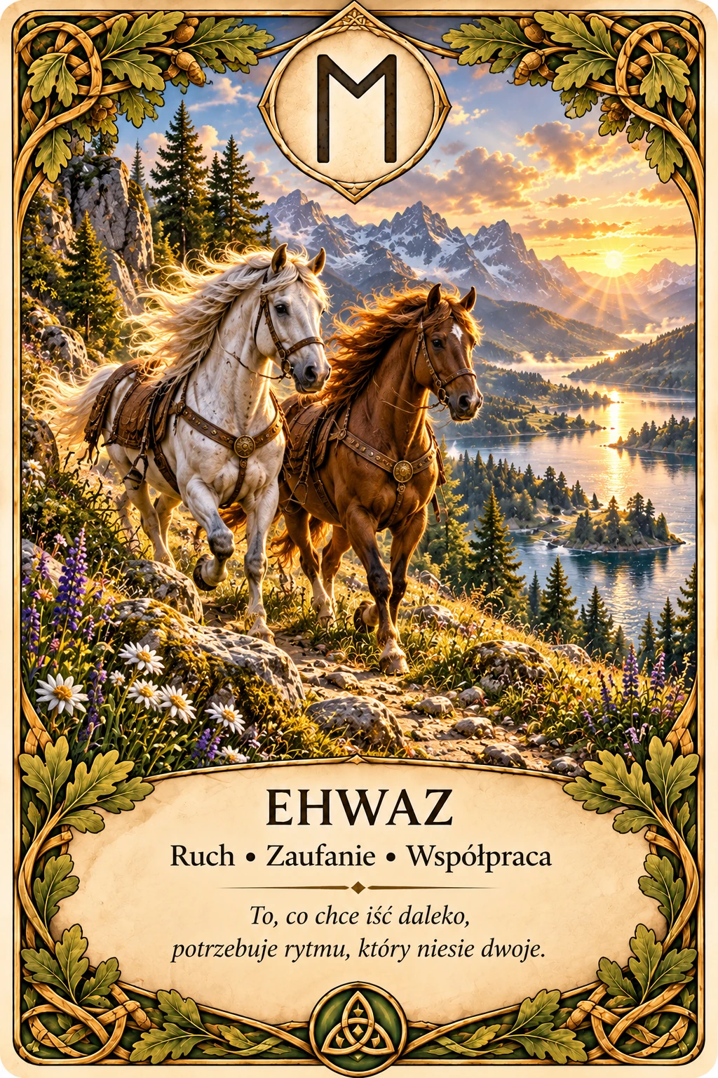 Runa Ehwaz (ᛖ) — współpraca, zaufanie, uzgodniony ruch